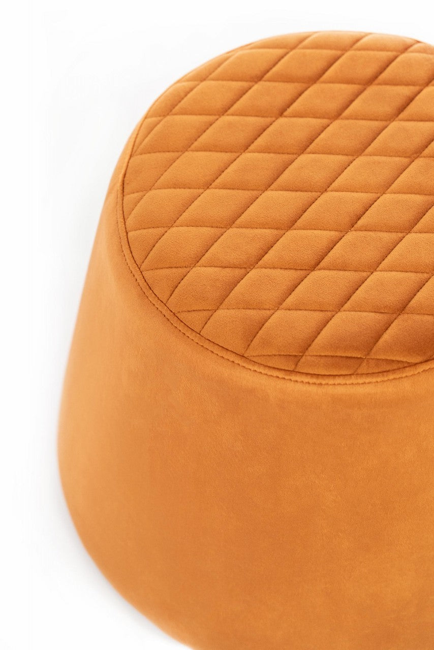 Orangefarbener Samt-Hocker aus Metall, 46,5 x 46,5 x H 33 cm