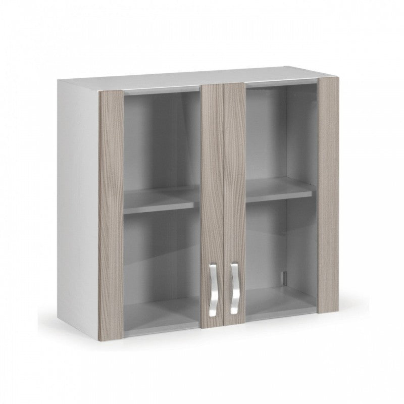 Zweitürige Vitrine aus Ulmenholz H.72x80x32 cm