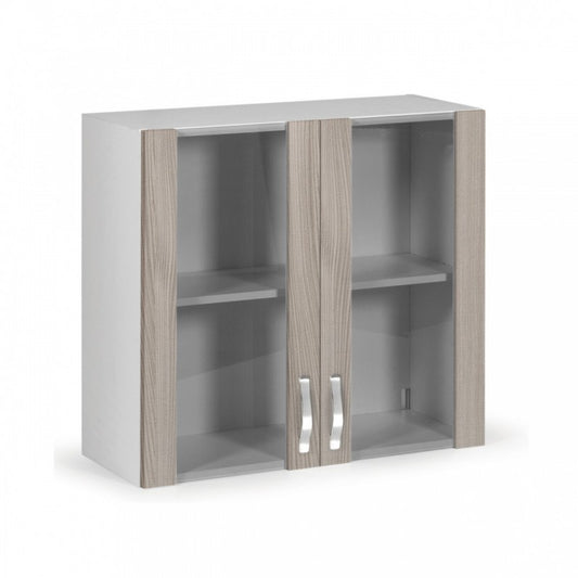 Zweitürige Vitrine aus Ulmenholz H.72x80x32 cm