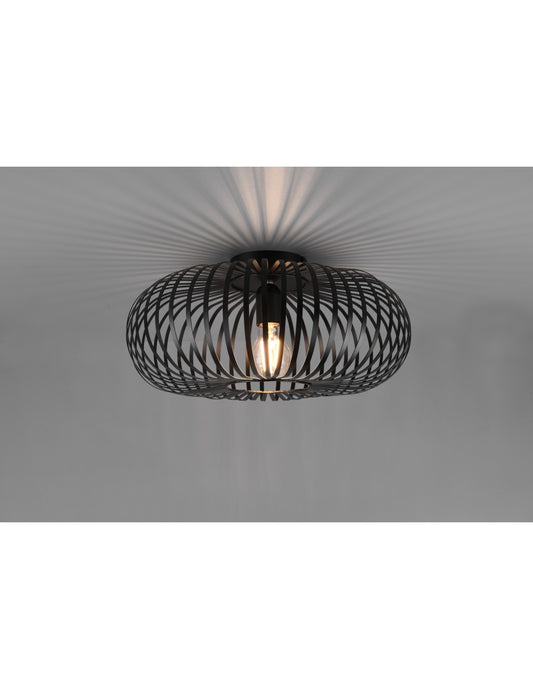 Ellipse Johann Black Metal Cage Deckenleuchte Ø40 cm Trio Lighting