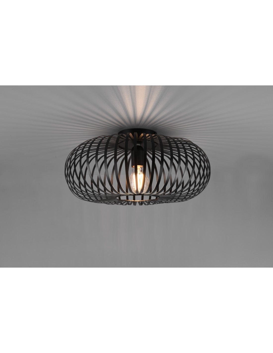 Ellipse Johann Black Metal Cage Deckenleuchte Ø40 cm Trio Lighting