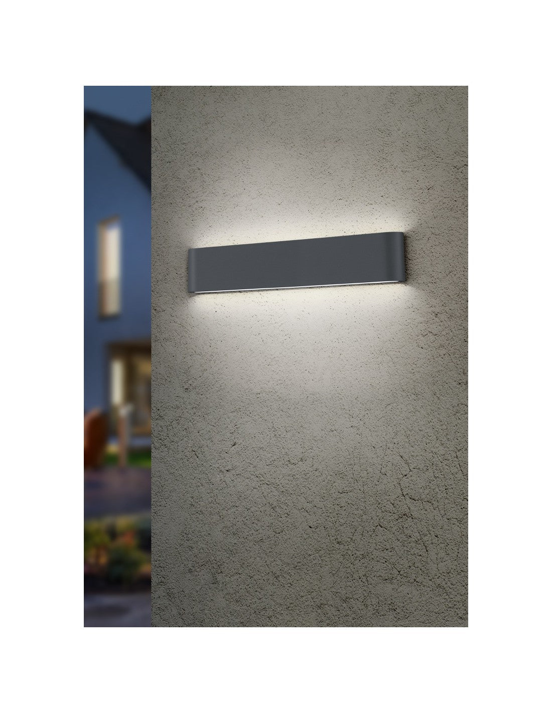 Thames II Rechteckige Wandleuchte Led Doppellicht IP54 Anthrazit L46 cm Trio Lighting