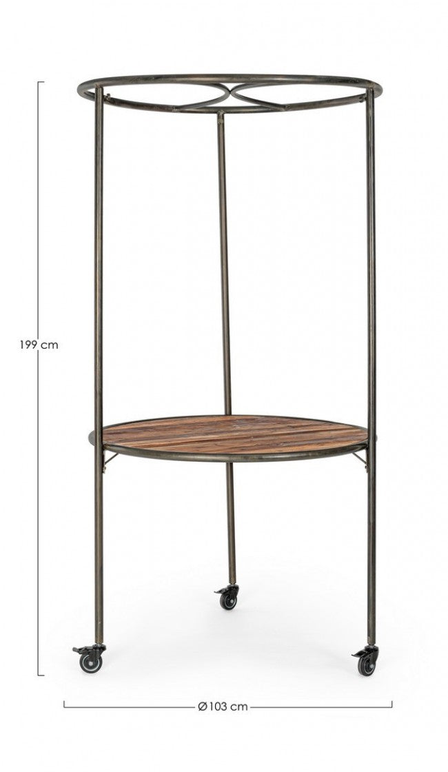 Industrieller Expositor mit Dach und Rädern D103X199h cm