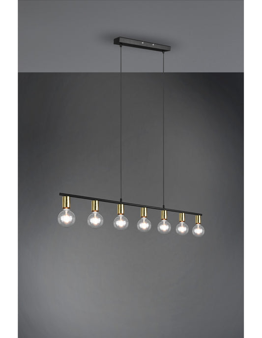 Suspension 7xE27 Vannes Ottone L110 cm Trio Lighting
