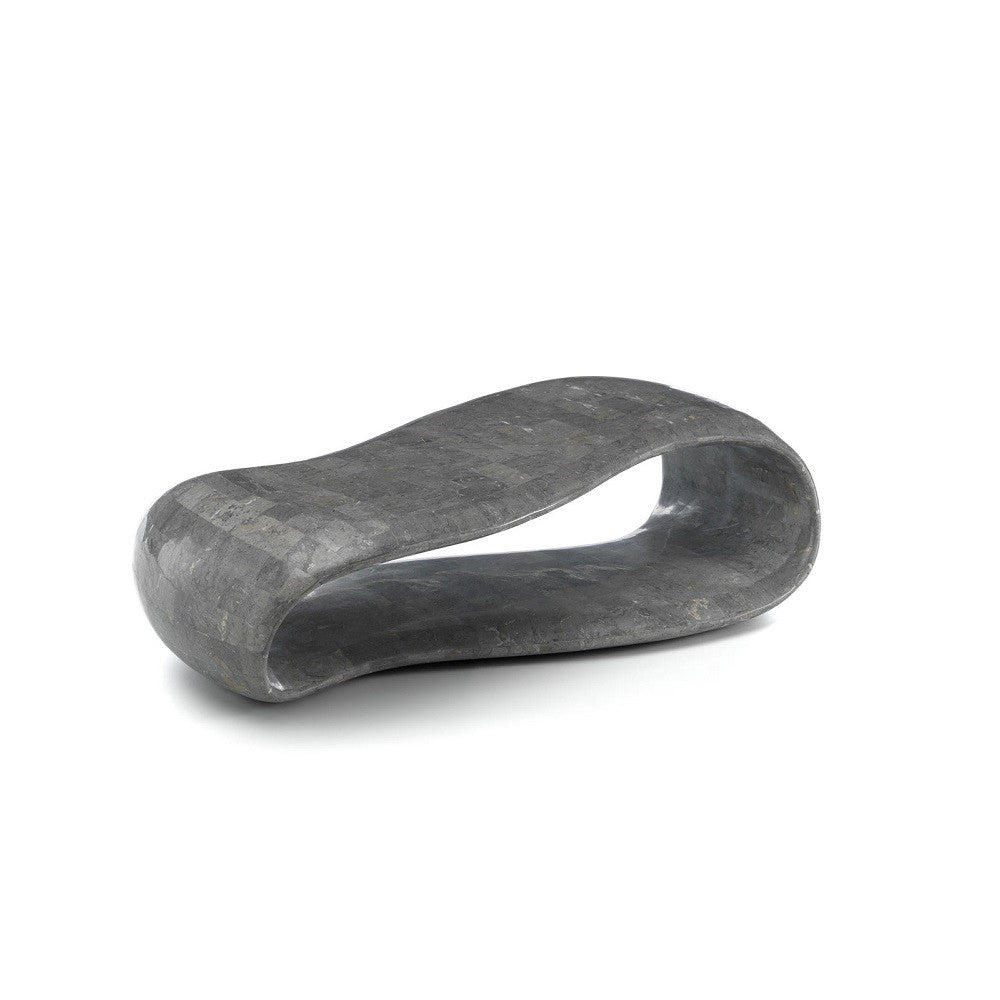 Moderner Couchtisch aus grauem Stein, 123 x 60 x H 34 cm