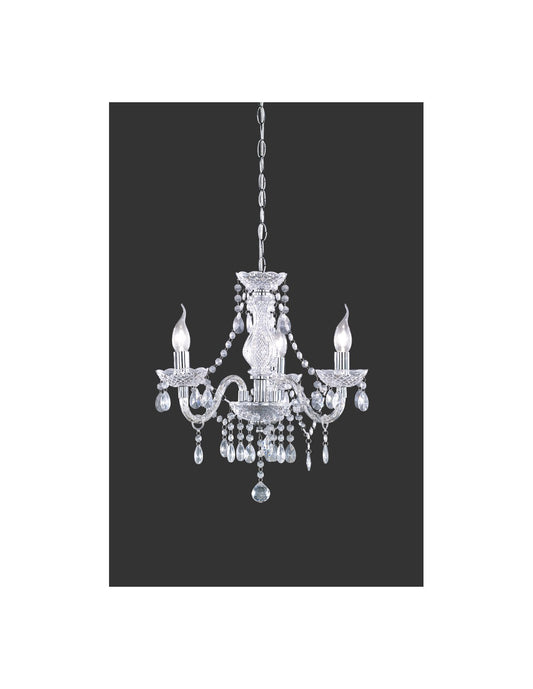 Klassischer Kronleuchter mit Armen, Lüster, 3 Lichter, Chrom, transparente Anhänger, Trio-Beleuchtung