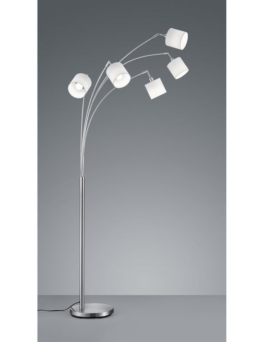 Stehleuchte Tommy Nichel 5xE14 Weißer Stoff H200 cm Trio Lighting