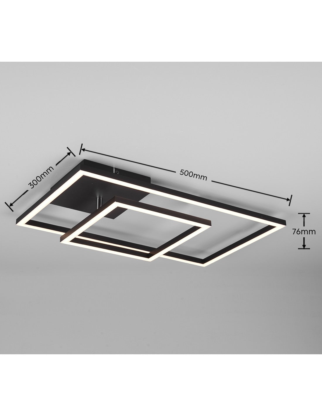 Verstellbare quadratische Deckenleuchte, LED-Dimmer, Pan, Schwarz, Trio-Beleuchtung