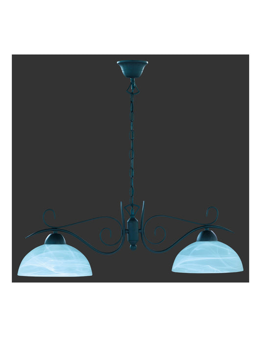 Hängeleuchte Rustic Country Rust Glas Alabaster 2x227 L82 cm Trio Beleuchtung