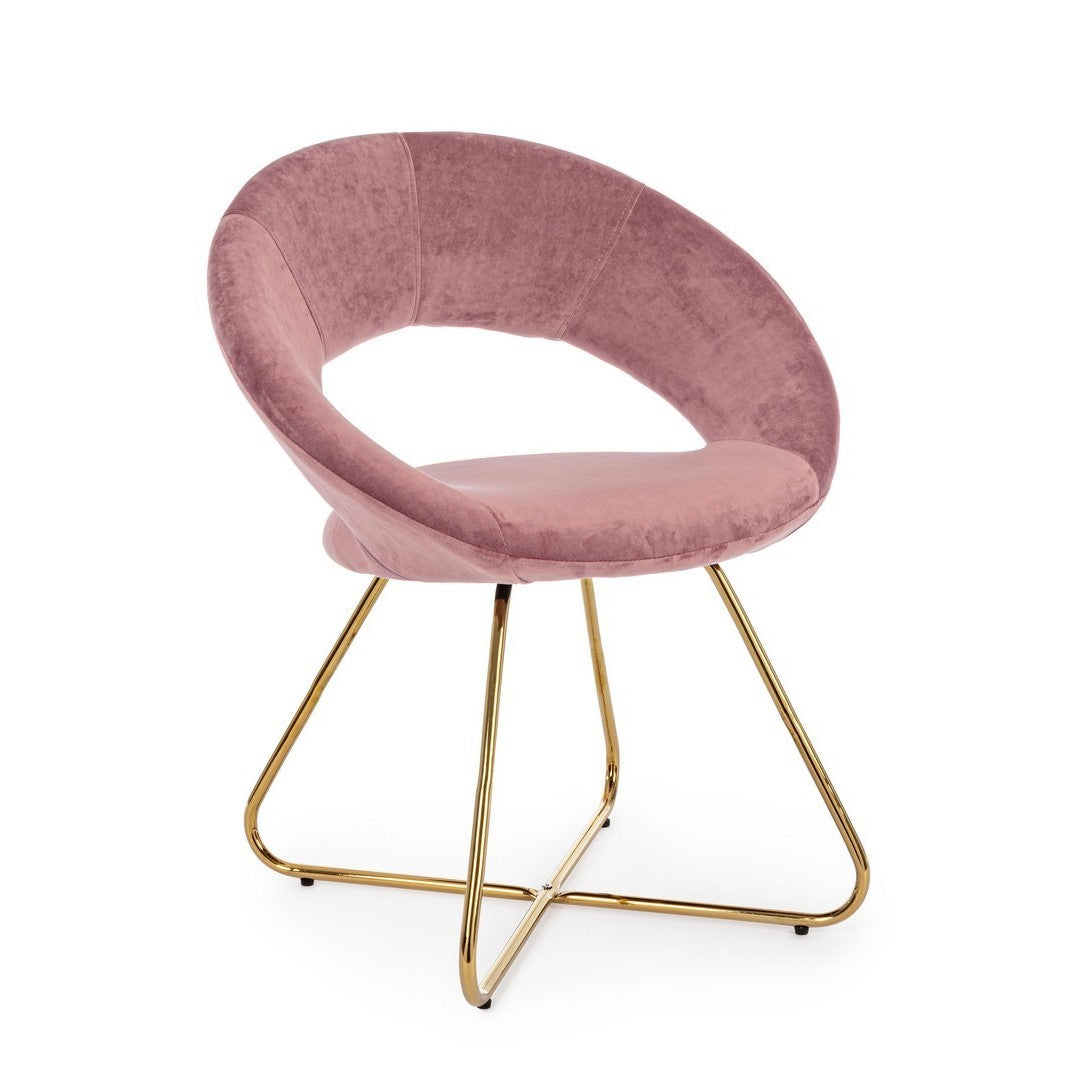 2x Gold Vanity Armchair aus rosa Samt