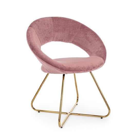 2x Gold Vanity Armchair aus rosa Samt