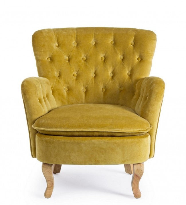 Poltrona Vintage Orlins in stapatierter Senfwellenschiene