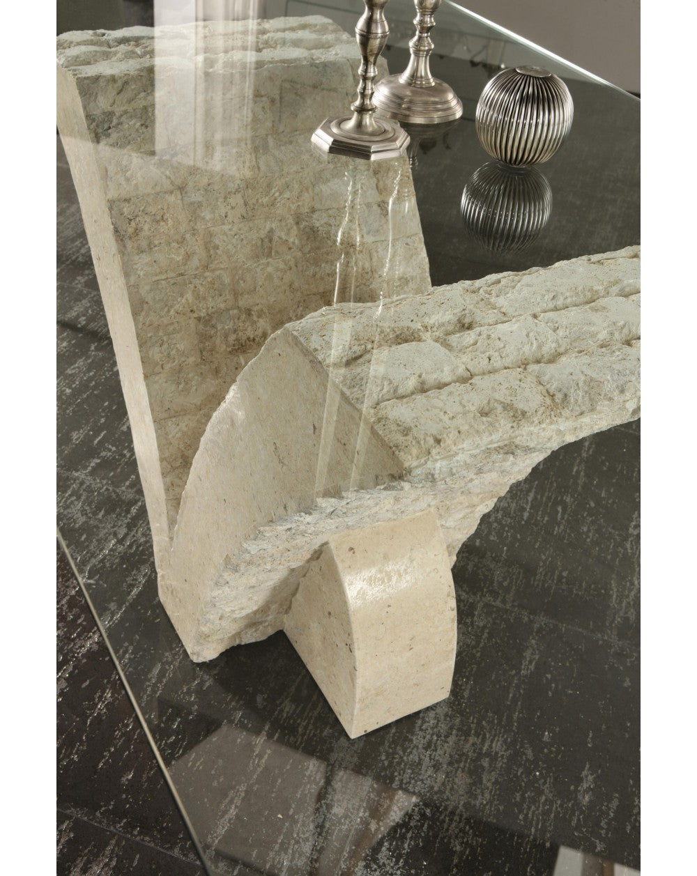 Transparent-beiger fester Tisch 100 cm x 180 cm H. 76 cm