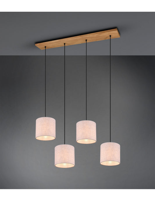 Aufhängung Elmau 4xE27 Nickel und Sand Schatten L100 cm Trio Beleuchtung