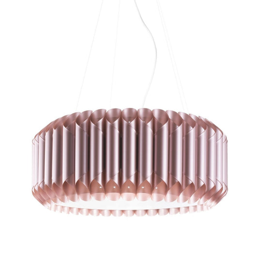 Rosa Metallpendelleuchte 5 Lichter aus verchromtem Metall cm. 60 x 13h