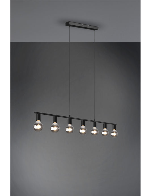 Pendelleuchte 7xE27 Vannes Schwarz L110 cm Trio Lighting