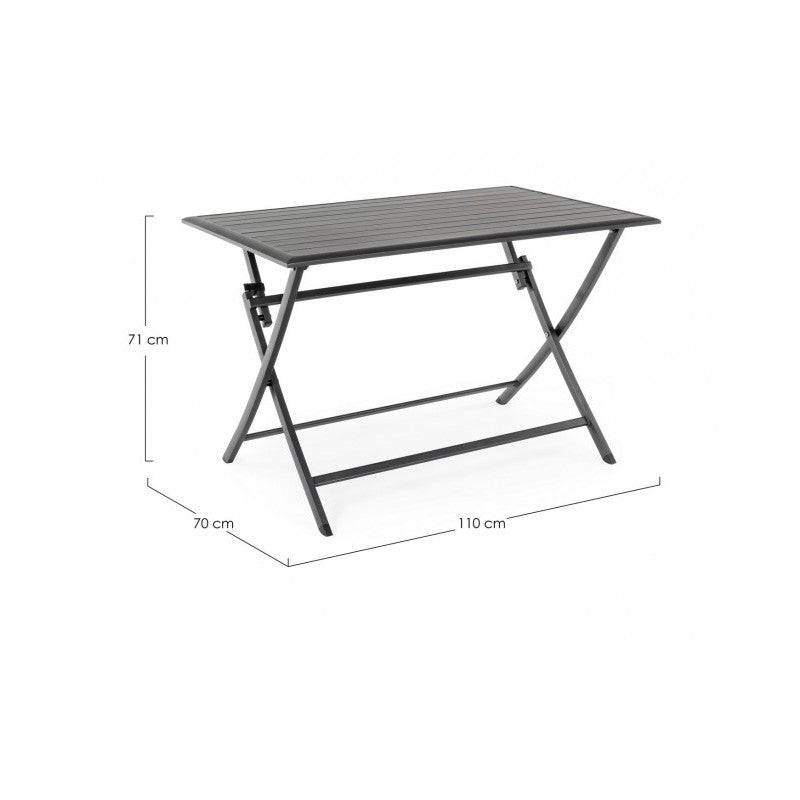 ELIN Anthrazitfarbener Aluminium-Außentisch 110x70x h71 cm