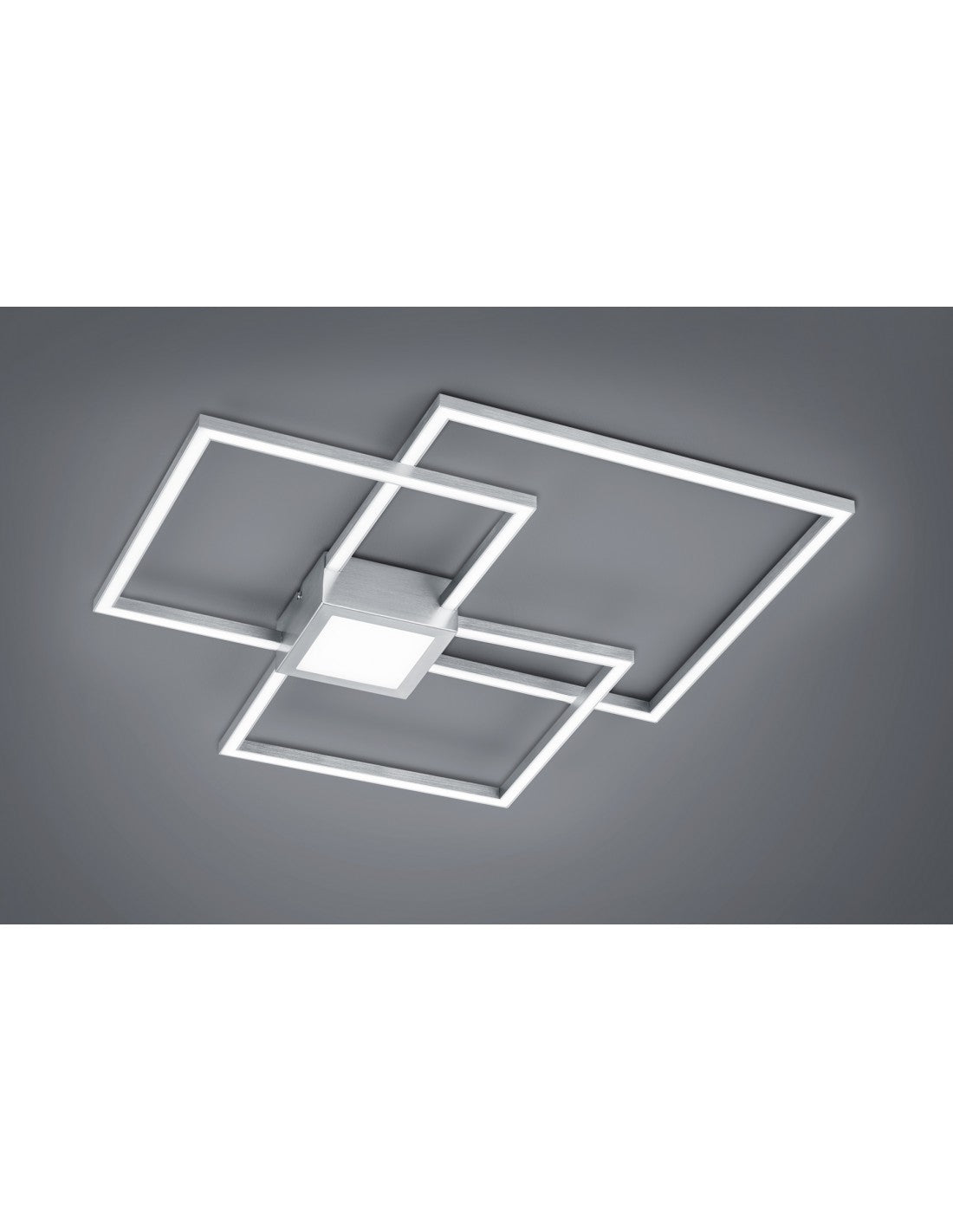 Hydra Deckenleuchte 3 quadratische LEDs 38 W Nickel L65 cm Dimmbare Trio-Beleuchtung