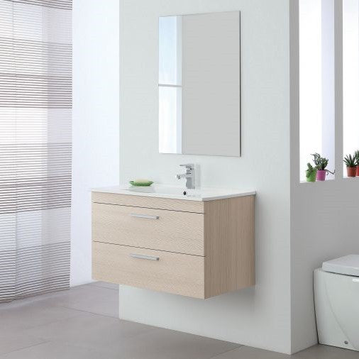 Badezimmerkomposition in Lärchenfarbe mit zwei Schubladen 81x47,5x h51 cm
