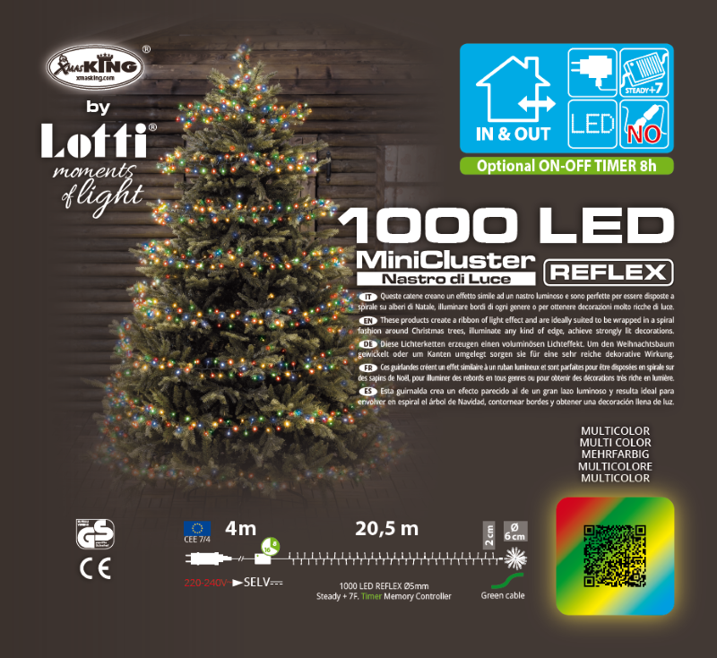 MiniCluster ø6cm 1000 mehrfarbige LEDs 20,5m