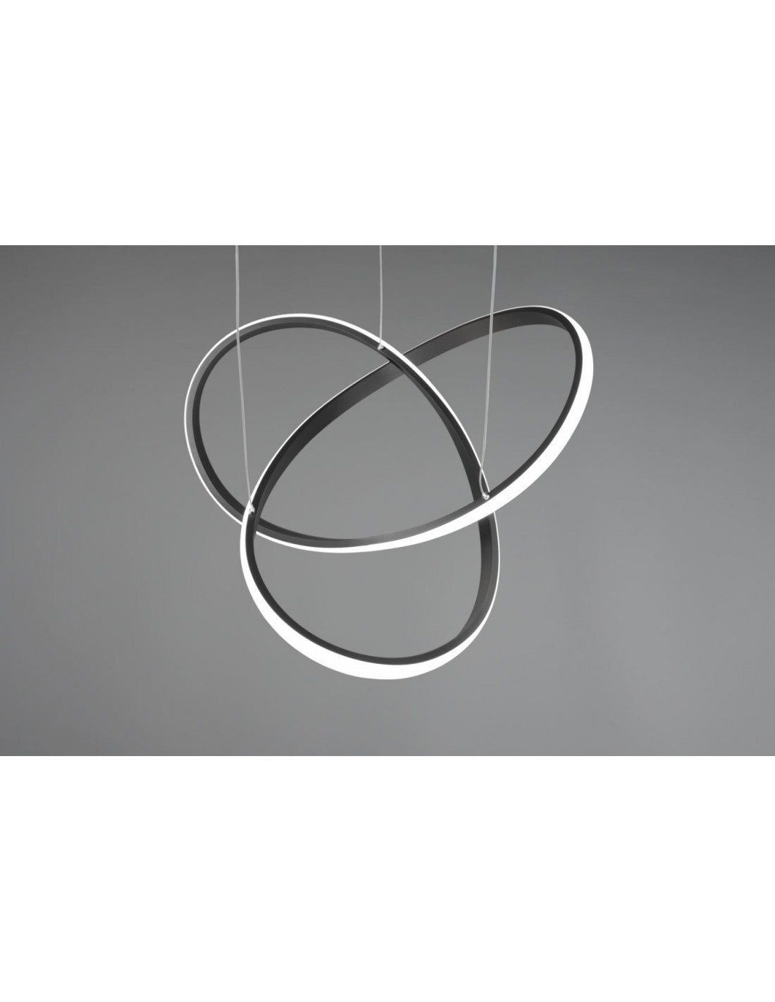 Moderne Course-Pendelleuchte, schwarzer Led-Dimmer, 27 W, Ø60 cm, Trio-Beleuchtung