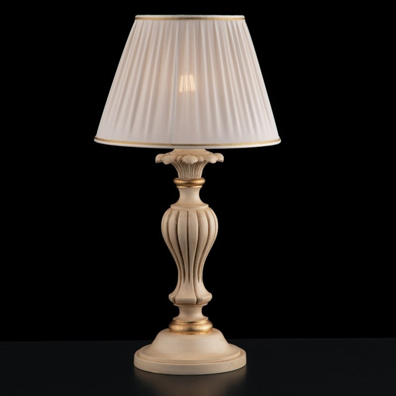 Lampe aus Holz und Zellstoff, Elfenbein und Blattgold, 1 Licht, Dm.30