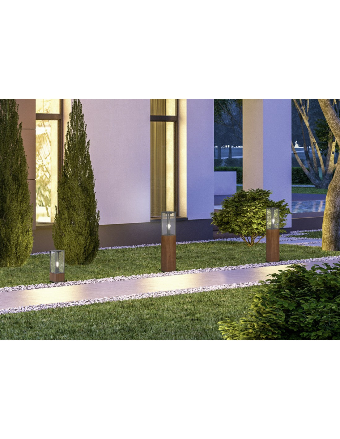 Außenpoller Garonne IP44 Holz H80 cm Trio Lighting