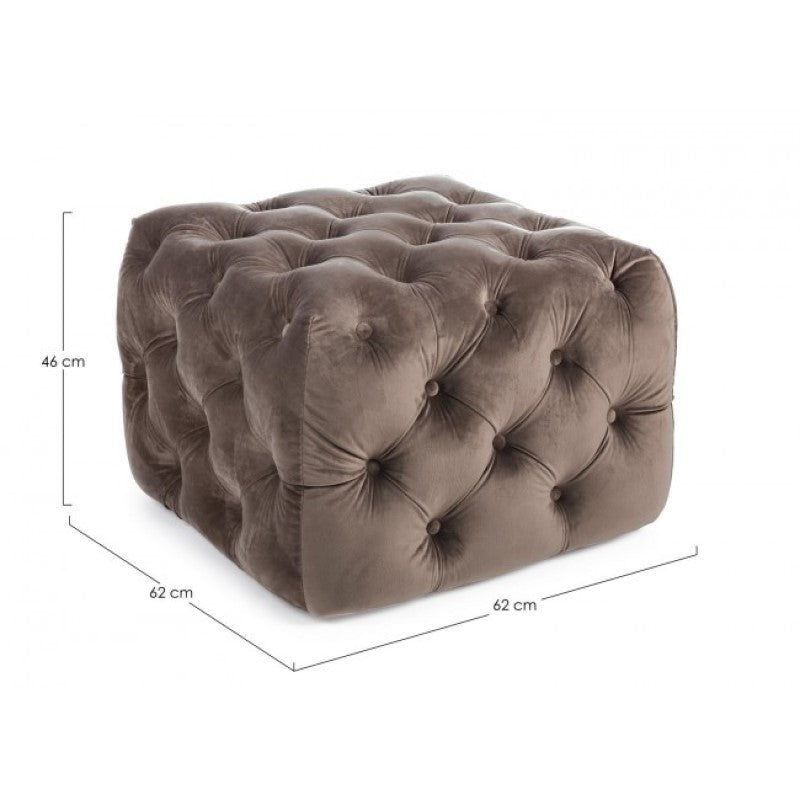 EVAN S taubengrauer Samt-Pouf 62x62x H46 cm