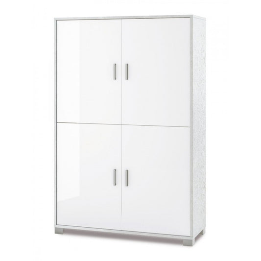 Viertüriger Schrank mit Regalen für das Büro, Weiß, 107 x 41 x 162 cm