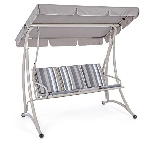 Dreisitzer-Stahlschaukel Elfenbein GRELY 190x120x h185 cm