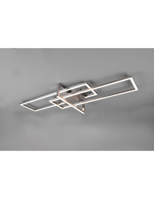 Plafoniera Salinas 3 Rechtecke Led 34w Nichel L100 cm Deinbares Trio Lighting