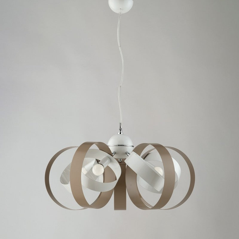 Blindsuspension in Eisen fünf Leuchten Bianco Tortora 58x h26 cm