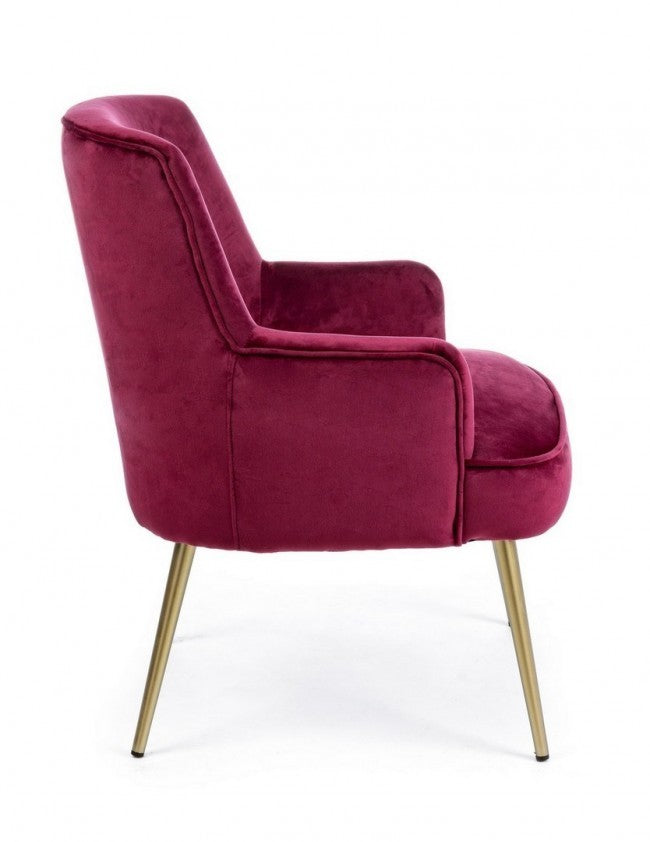 Moderner Sessel bordeaux Samt Clelia