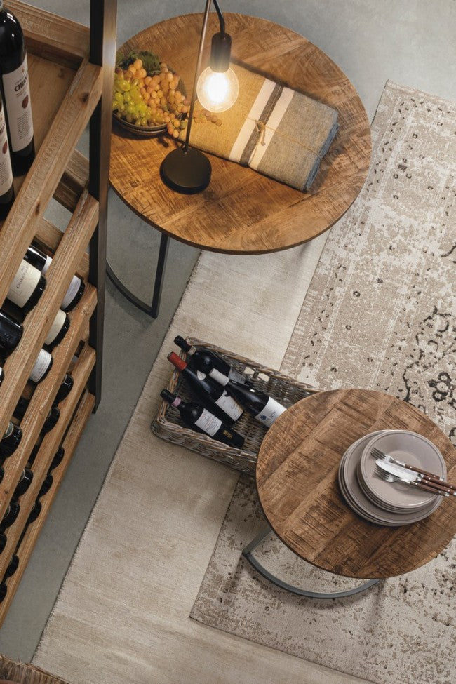 Set mit 3 Narvik-Couchtischen aus Stahl und Holz