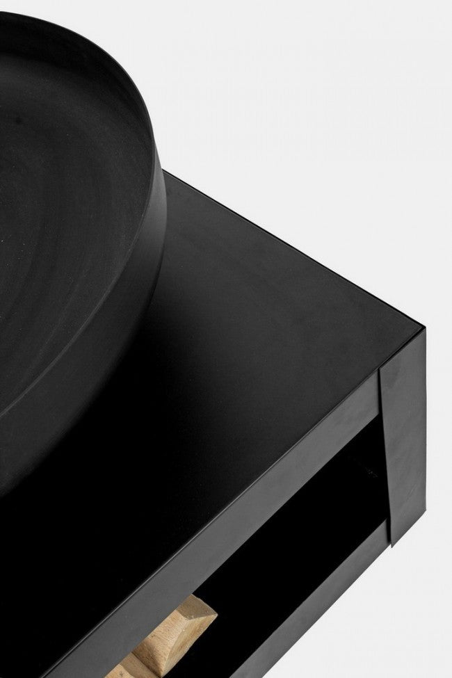 Kohlenbecken mit schwarzer Holzhalterung Efesto Gartenmöbel