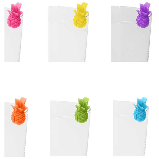 Set 6 marker Omini für Gläser Ananas in Silikon multicolor