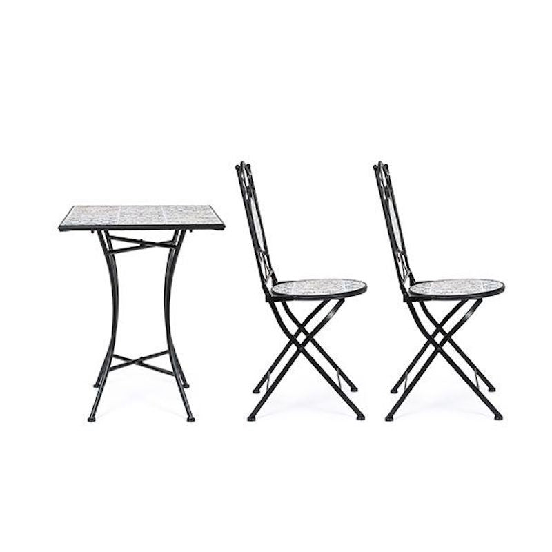 Bizzotto Erice Outdoor-Set aus Stahl und Keramik 3-teilig