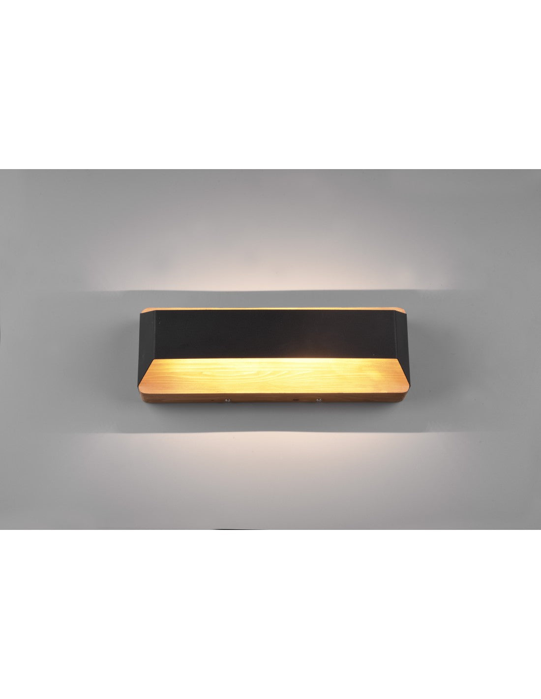 Rechteckige Wandleuchte Double Emission LED Arino Black Wood Trio Lighting