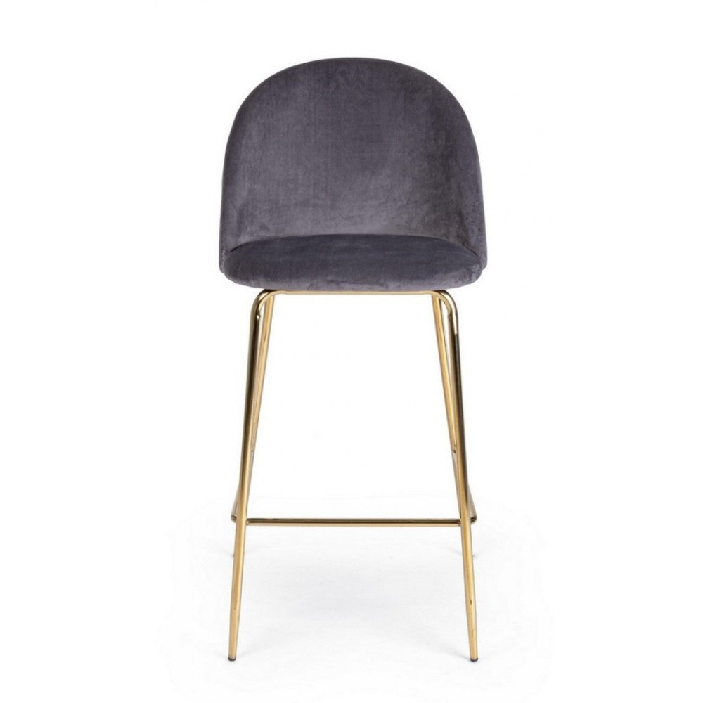 Bar Carry Hocker im modernen Design aus dunkelgrauem Samt