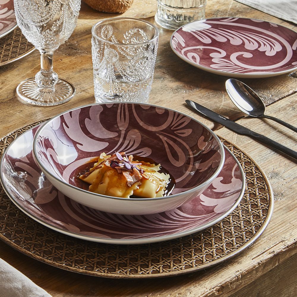Dienst 18 Pezzi Louise O Acanto B Stoneware Rosso
