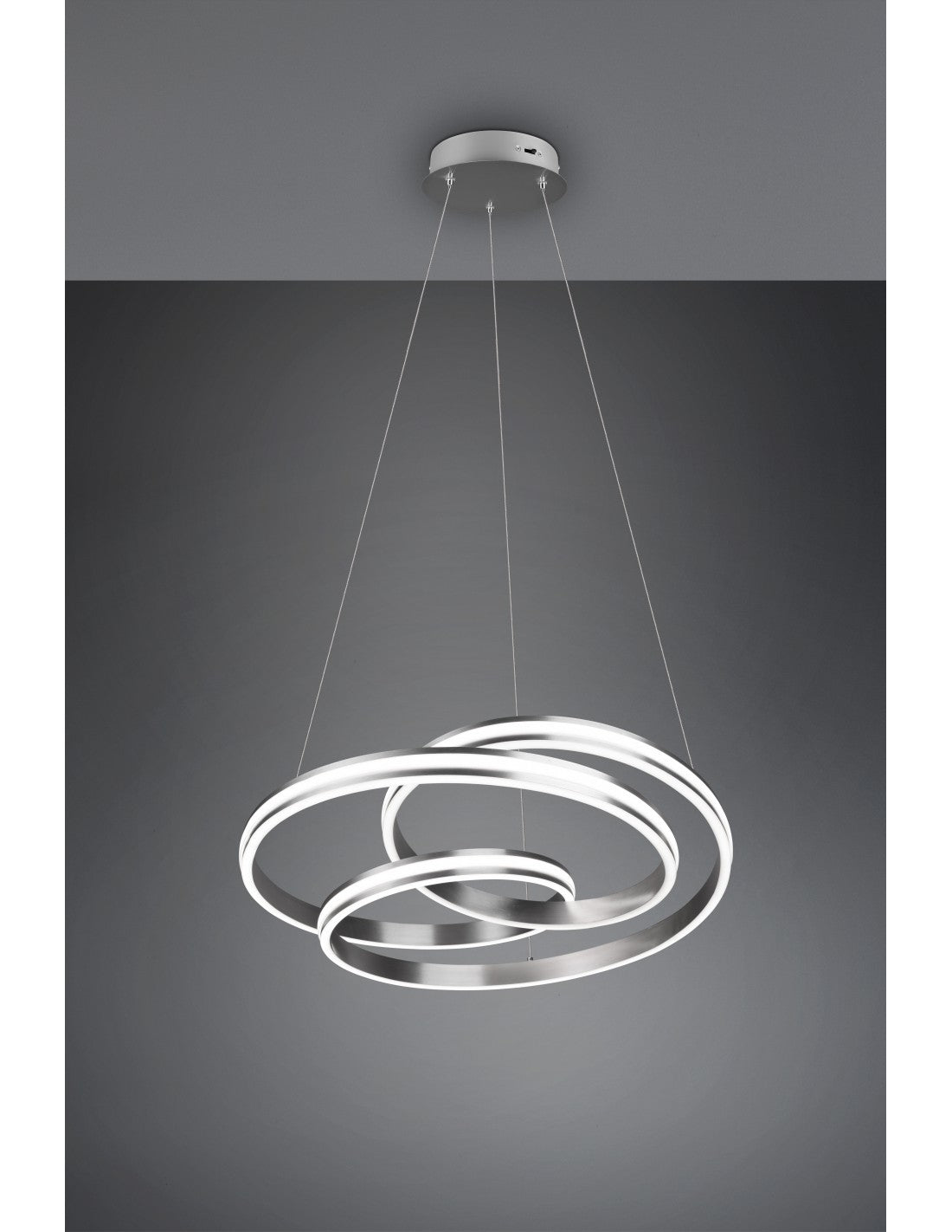 Moderner Vortice-Kronleuchter Yara Nickel Led Dimmer Trio Lighting