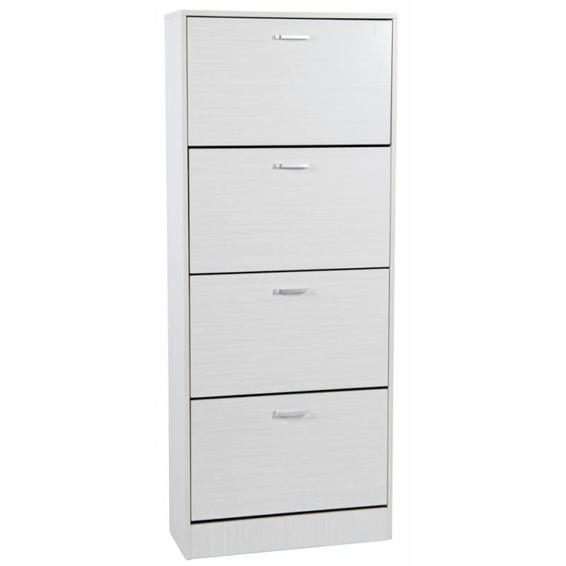 Holzschuhregal aus Spanplatte mit Türen, 63x24x155, weißes Holz