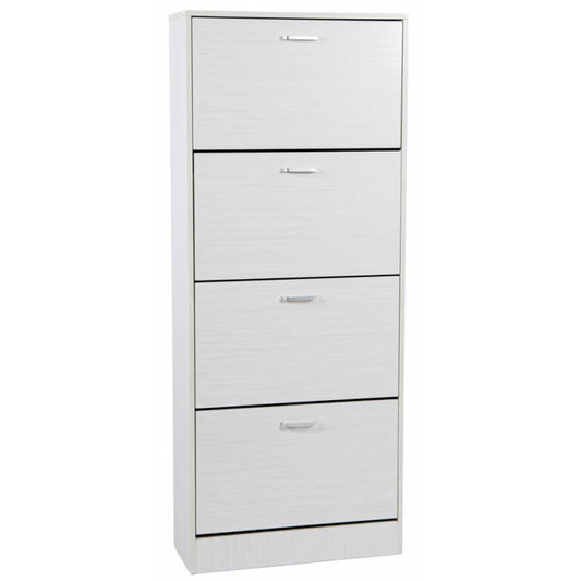 Holzschuhregal aus Spanplatte mit Türen, 63x24x155, weißes Holz