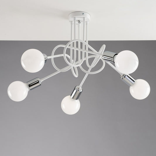 Plafoniera urban im Eisen Bianco Bianco Rektion Chrom fünf Lampen 52x h33 cm