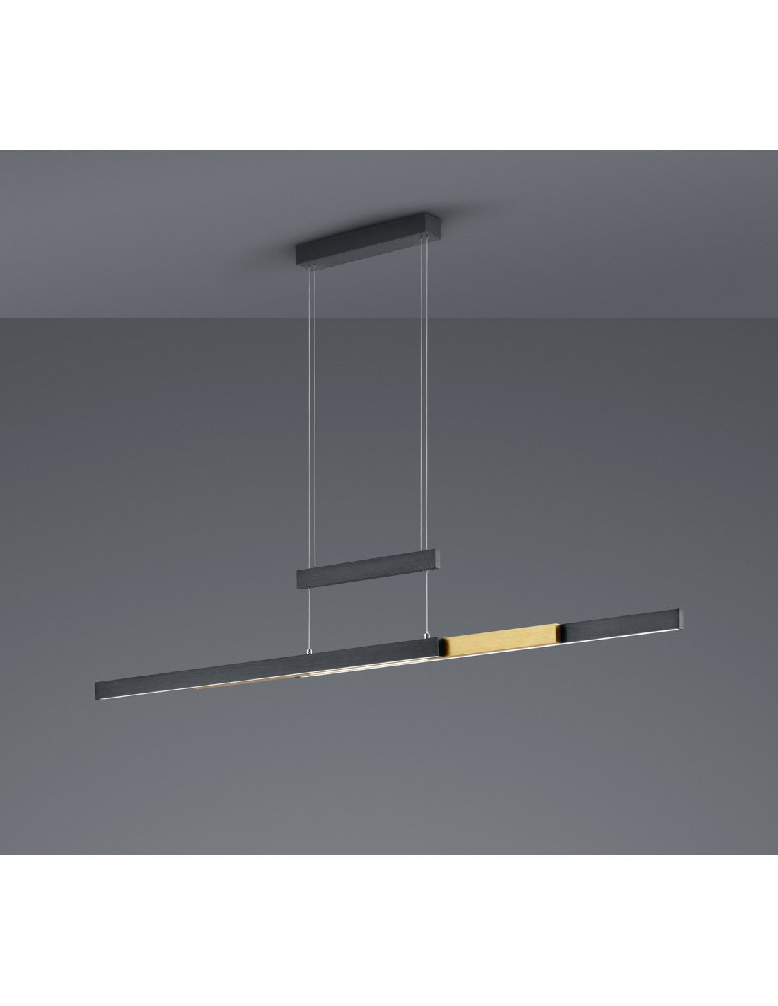 Trajan Moderner Büro-Kronleuchter mit doppeltem LED-Touch-Dimmer, Trio-Beleuchtung in Schwarz und Messing