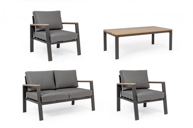 Belmar Gartenlounge-Set Natur-Anthrazit