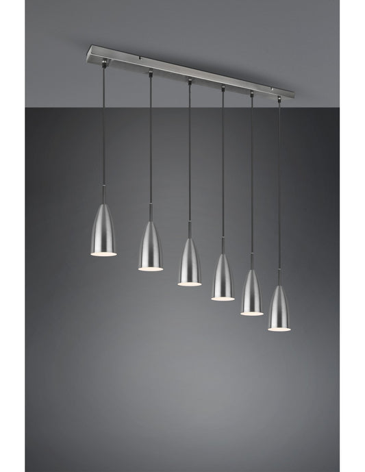 Großer linearer Kronleuchter Island Farin 6 Lichter Nichel Trio Lighting