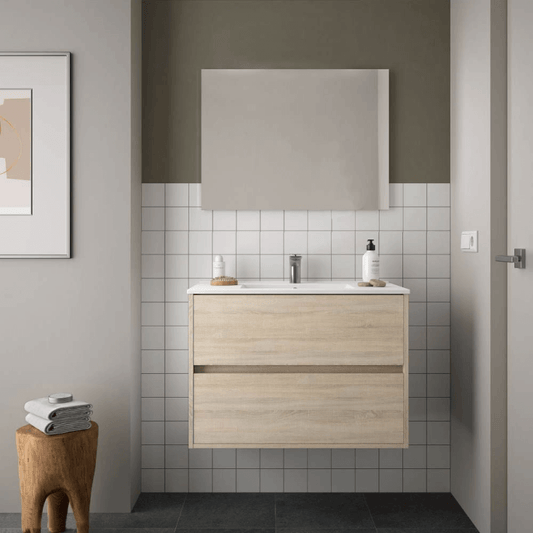 Hängender Badezimmerschrank aus Tovel-Eiche, 80 x 46 x 54 H