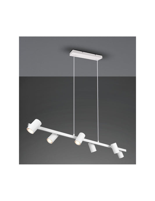 Weißer Kronleuchter mit 6 verstellbaren zylindrischen GU10-Spots Marley Trio Lighting