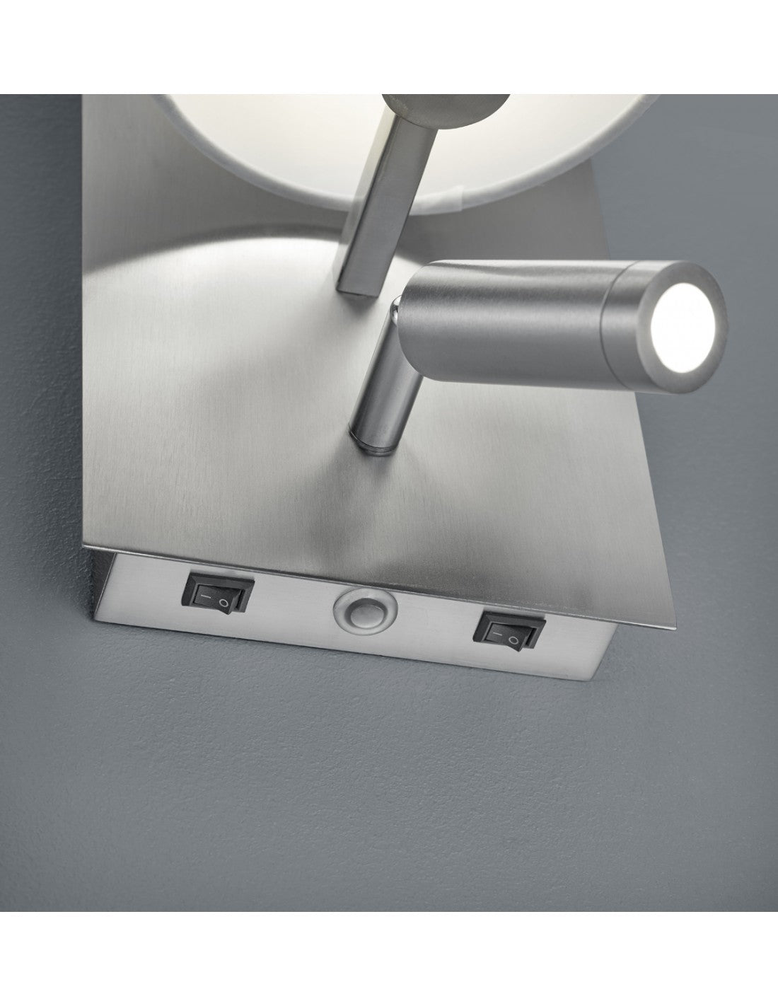 Moderne Wandleuchte mit weißem Lampenschirm und LED-Spot Marriot Nickel Trio Lighting